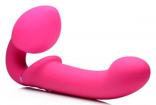 Ultimate Pleasure: Remote Control Ergo-Fit G-Pulse Inflatable and Vibrating Strapless Strap-on - Pink