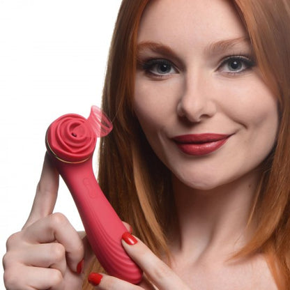 Rose Silicone Suction Rose Vibrator - Red