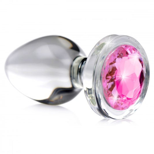 Discover Pleasure with the Pink Gem Glass Anal Plug - Small