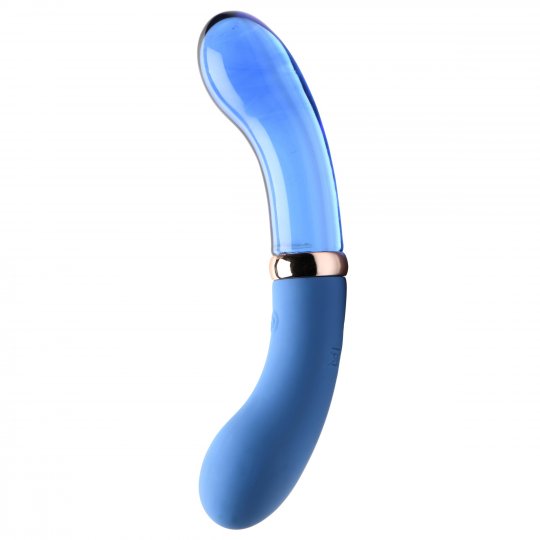 Blue Dual Ended G-Spot Vibrator: Smooth Silicone and Glass Pleasure